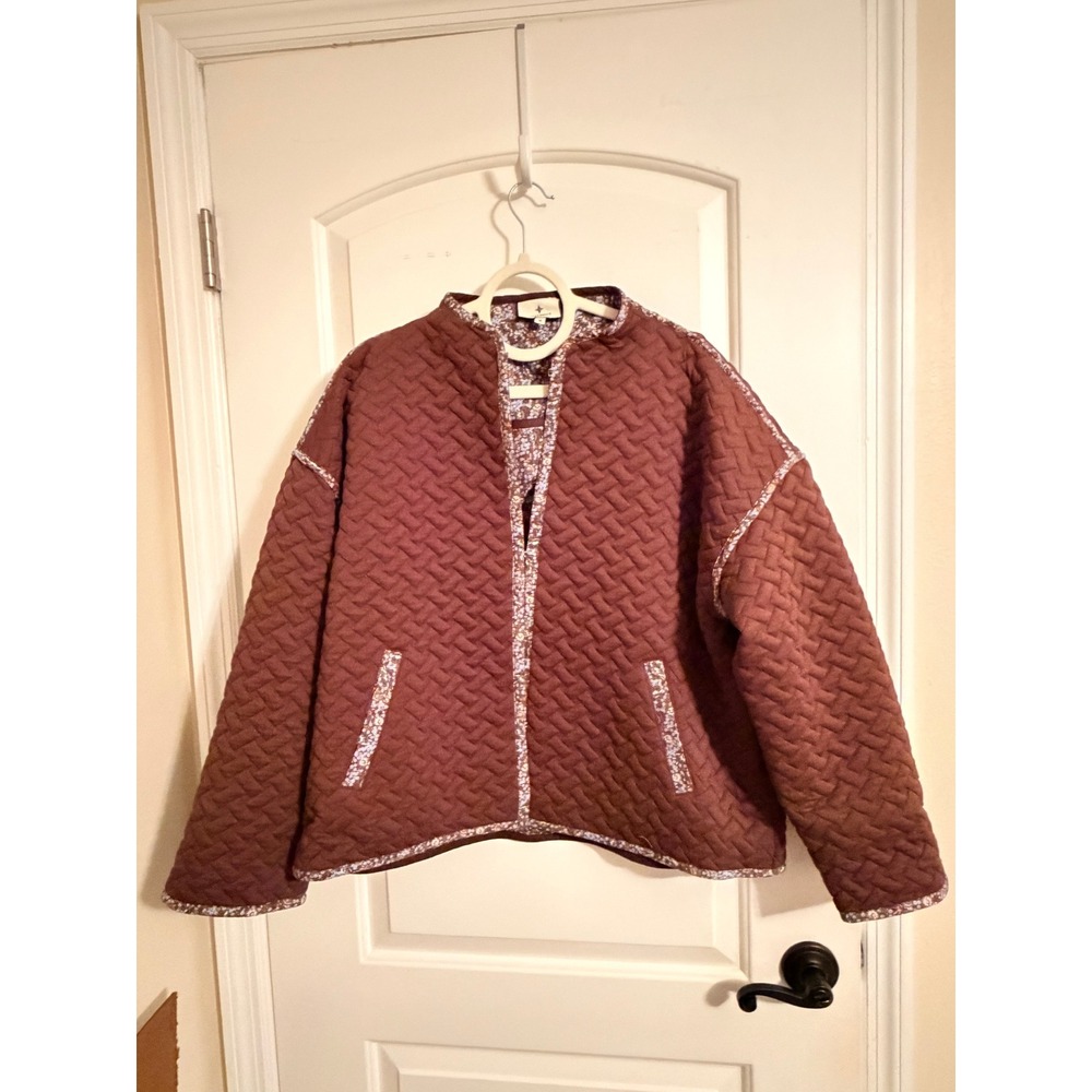 Tuckernuck Reversible Quilted Jacket Brown Floral Basketweave Hook Size XL - Picture 9 of 13
